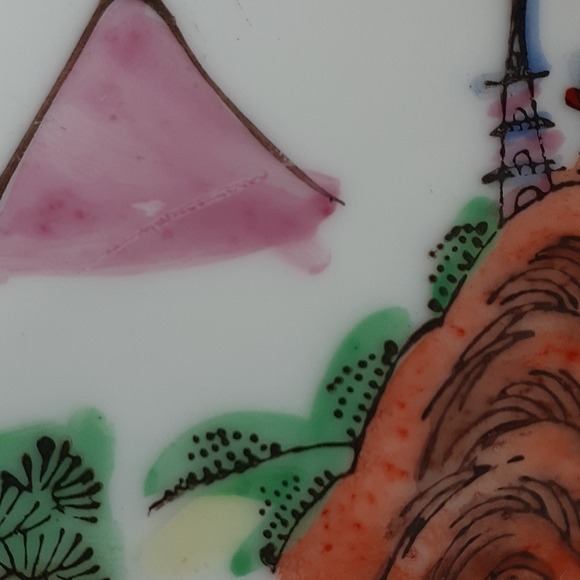 Vintage porcelain hand painted pewter encase bowl. - Picture 5 of 12